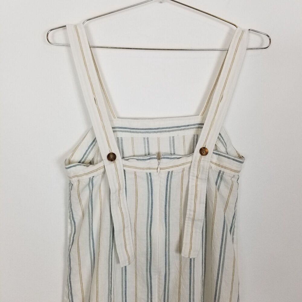 Madewell Women Linen-Cotton Princess-Seamed Midi Dress Sz M Stripe Boho Vacation - Picture 5 of 8